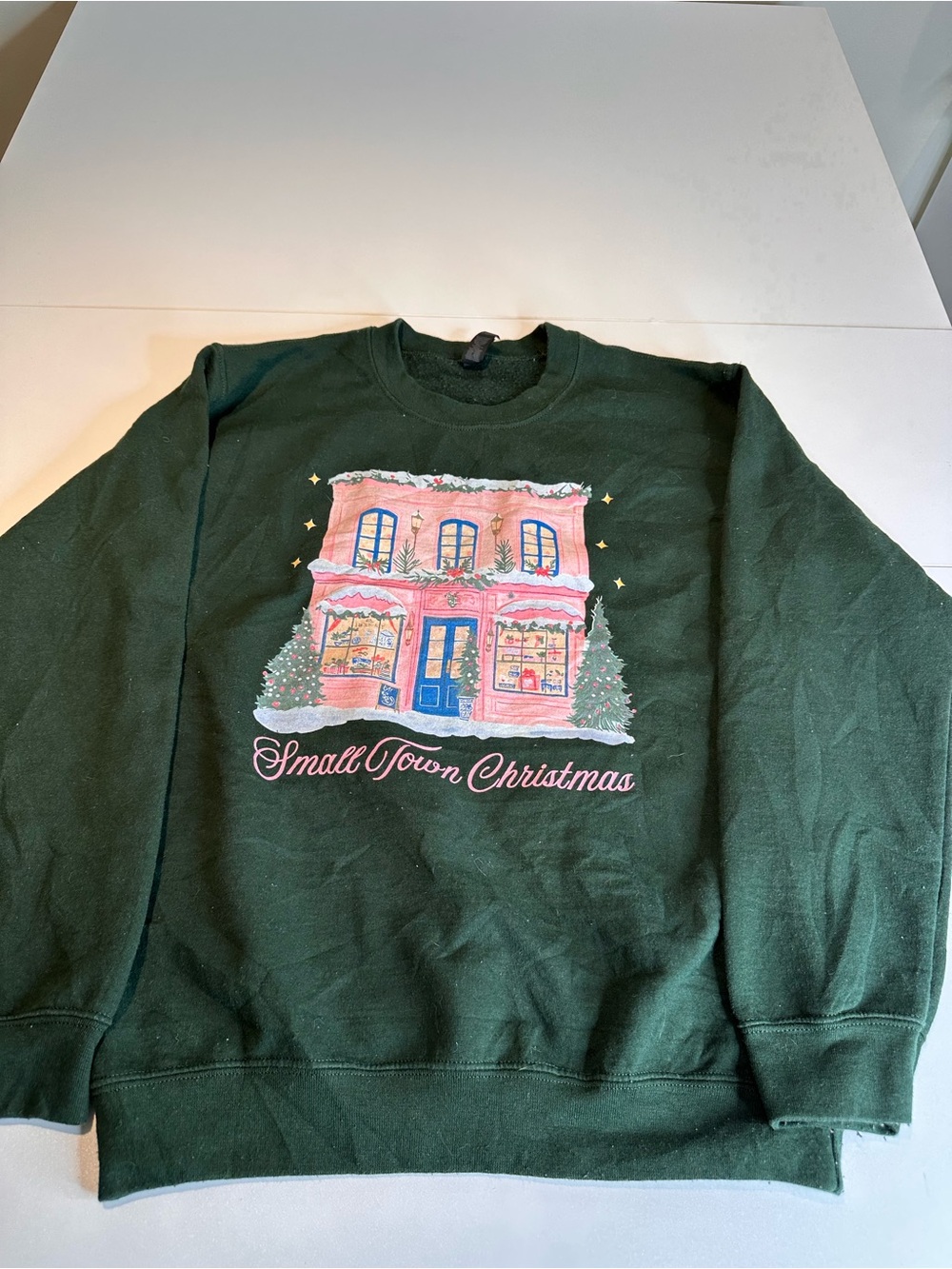 Gildan Dark Green 'Small Town Christmas' Crewneck Sweatshirt